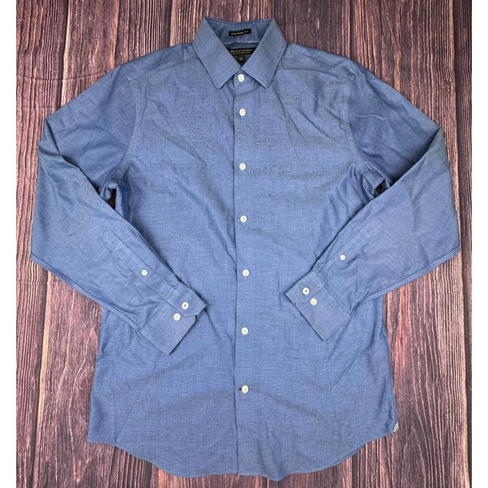 Banana Republic Dress Shirt M Blue Cotton Professional Standard Fit Button Down